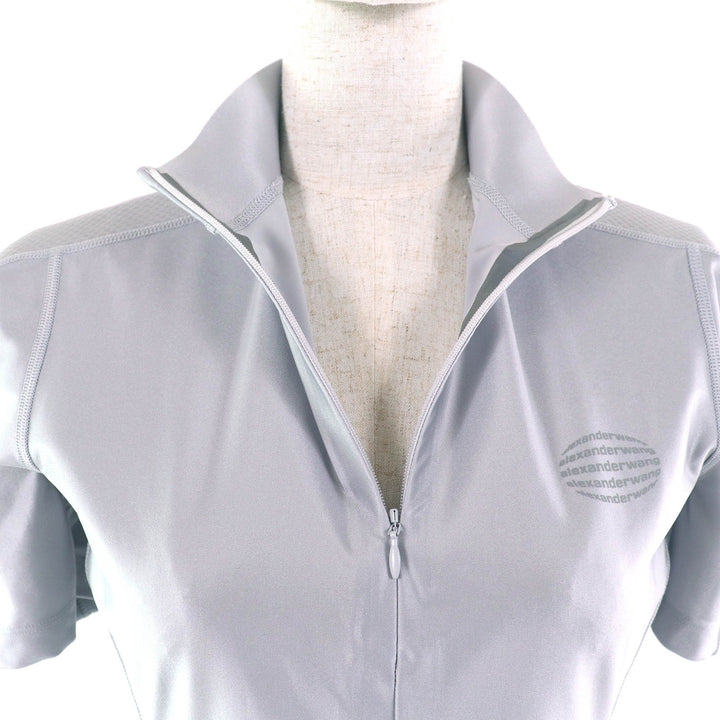 極美品△Alexander Wang アレキサンダーワン 1CC1231753 ハーフジップトップ 半袖 ラッシュガード トップス シルバーフォックス M