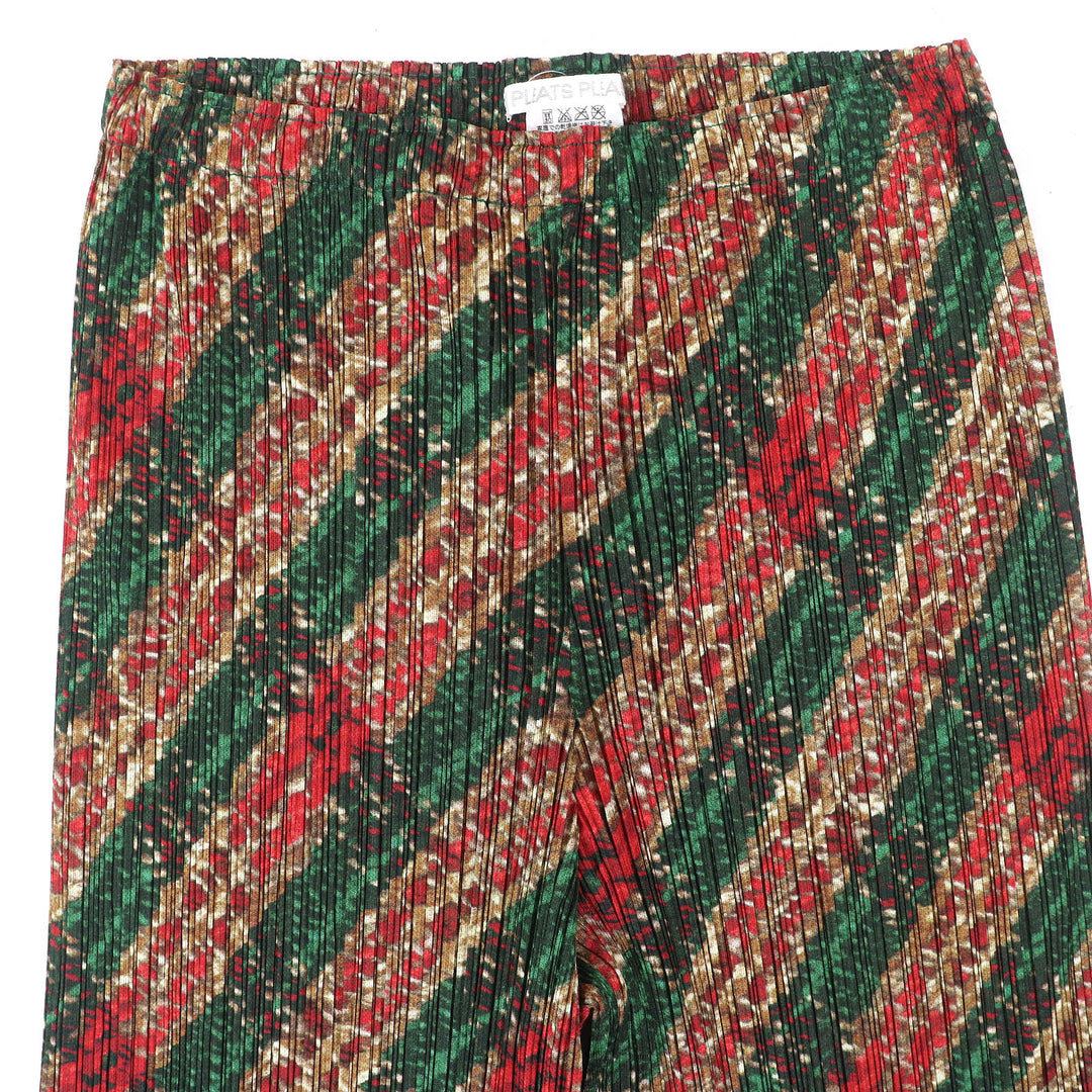 極美品△PLEATS PLEASE プリーツプリーズ イッセイミヤケ PP53-JF904 総柄 ロング パンツ グリーン レッド ブラウン系 1 日本製 正規品