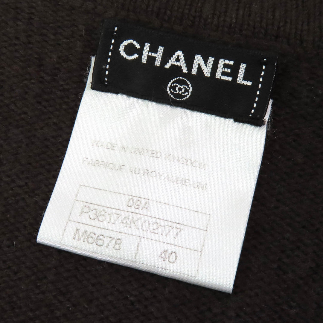 極美品△CHANEL シャネル 09A P36174 カシミヤ88％ ココマーク スターボタン ニットカーディガン ダークブラウン ゴールド 40 英国製