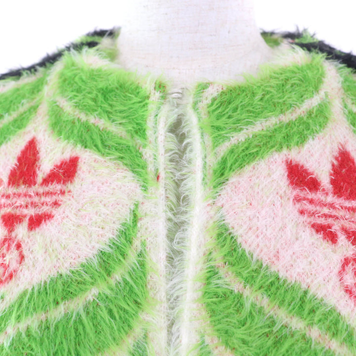 未使用品☆GUCCI×adidas グッチ×アディダス 717694 トレフォイル ベルト付 コート カーディガン グリーン系 S 伊製 正規品 レディース