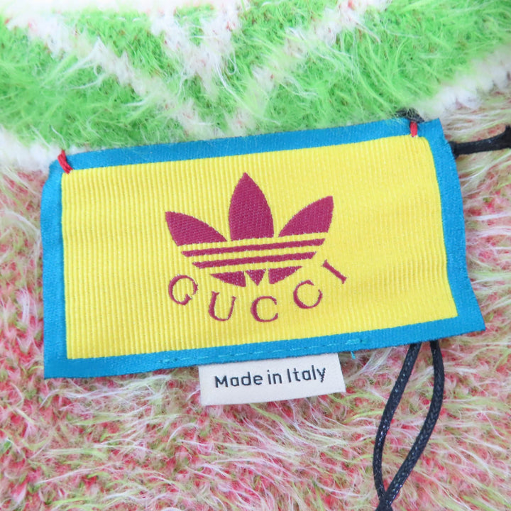 未使用品☆GUCCI×adidas グッチ×アディダス 717694 トレフォイル ベルト付 コート カーディガン グリーン系 S 伊製 正規品 レディース