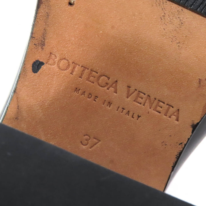 美品△BOTTEGAVENETA ボッテガヴェネタ 716214 Cavallo レザー アンクルブーツ ショートブーツ チャンキーヒール ブラック 37 袋付 伊製