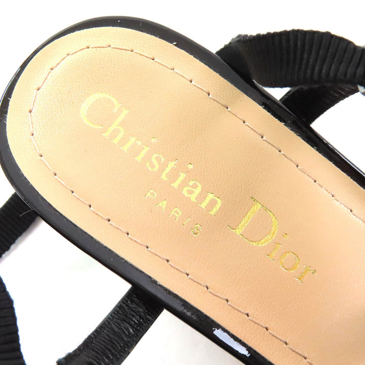 未使用品△Christian Dior クリスチャンディオール D-ENVOL パテントレザー スクエアトゥ レースアップ パンプス ブラック 36 箱・袋付き