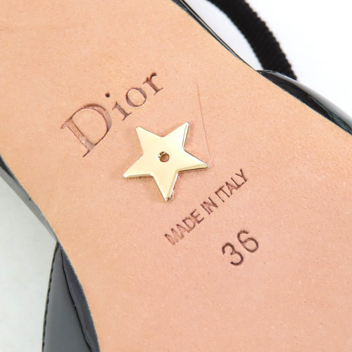 未使用品△Christian Dior クリスチャンディオール D-ENVOL パテントレザー スクエアトゥ レースアップ パンプス ブラック 36 箱・袋付き