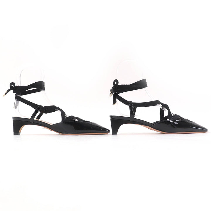 未使用品△Christian Dior クリスチャンディオール D-ENVOL パテントレザー スクエアトゥ レースアップ パンプス ブラック 36 箱・袋付き