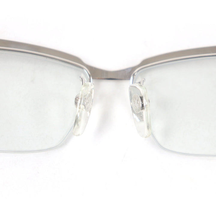 美品□A’rossby ロズビー 209252101 SV925 ハーフリム メガネ 眼鏡 アイウェア シルバー ブラック 47□62 度入り 日本製 総重量55g