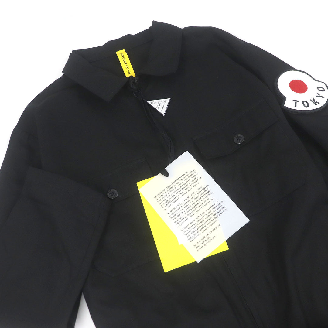 未使用品□MONCLER GENIUS モンクレール ジーニアス TUTA ロゴワッペン ジャンプスーツ ツナギ ブラック XS イタリア製 正規品 メンズ