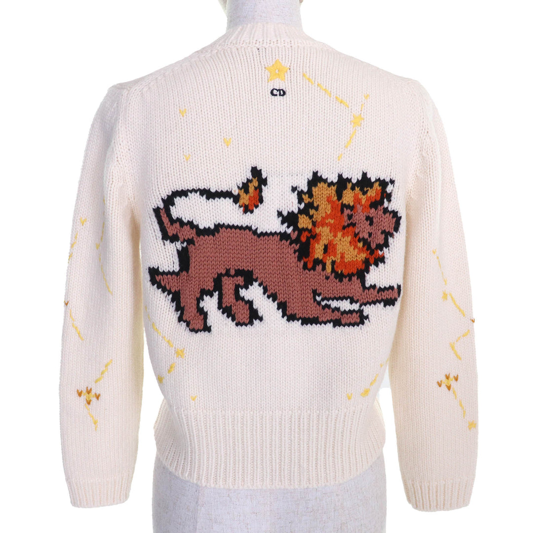 極美品△Christian Dior クリスチャンディオール 22AW 244G52LN320 ウール カシミヤ Pixel Zodiac 獅子座 カーディガン 38 正規品 伊製