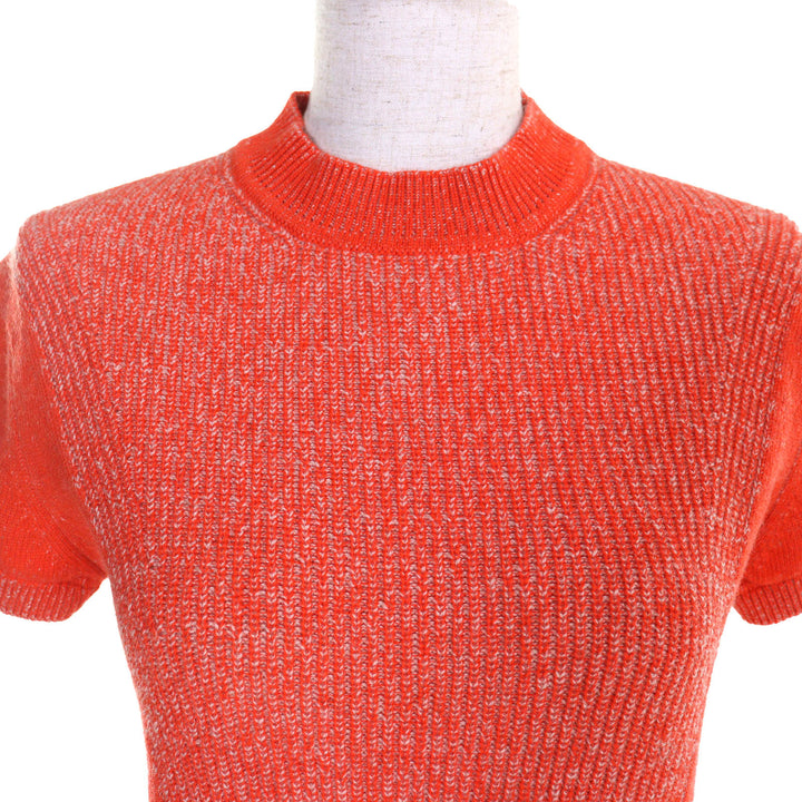 未使用品△HERMES エルメス 2023年製 3H2600D1 カシミヤ100％ サークルロゴパーツ 半袖ニット トップス オレンジ 36 英国製 レディース