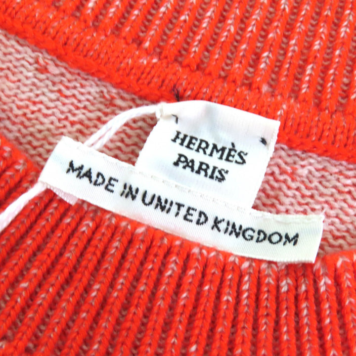 未使用品△HERMES エルメス 2023年製 3H2600D1 カシミヤ100％ サークルロゴパーツ 半袖ニット トップス オレンジ 36 英国製 レディース