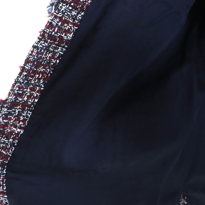美品△CHANEL シャネル P49469 モヘア・アルパカ混 ダラスココマークボタン ミックスツイード ジャケット 赤 紺 黒 白 34 レディース