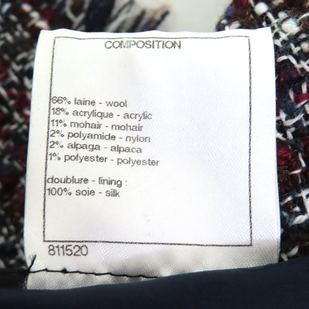 美品△CHANEL シャネル P49469 モヘア・アルパカ混 ダラスココマークボタン ミックスツイード ジャケット 赤 紺 黒 白 34 レディース