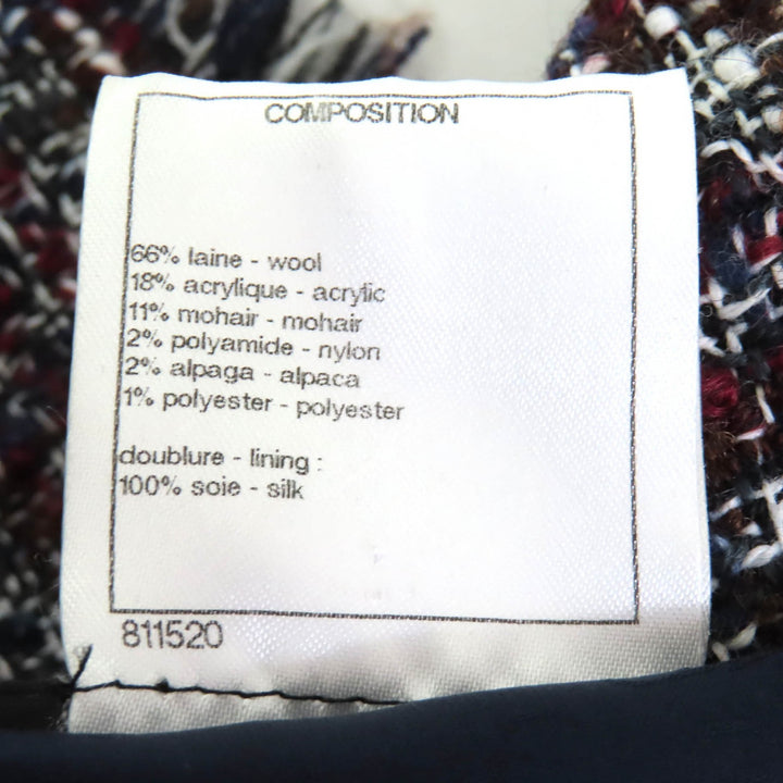 美品△CHANEL シャネル P49469 モヘア・アルパカ混 ダラスココマークボタン ミックスツイード ジャケット 赤 紺 黒 白 34 レディース