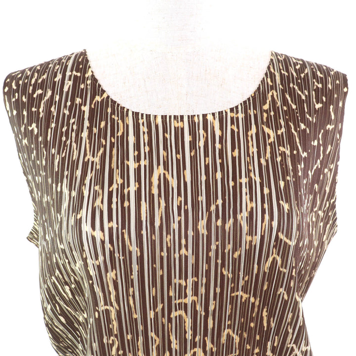 極美品△PLEATS PLEASE プリーツプリーズ イッセイミヤケ PP62-JK500 総柄 ノースリーブ カットソー トップス 約L～LLサイズ 正規品