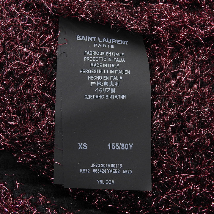 極美品▲SAINT LAURENT PARIS サンローランパリ 19年製 563424 ラメ ニット トップス ピンク系 XS イタリア製 正規品 レディース