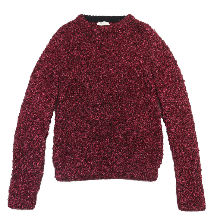 極美品▲SAINT LAURENT PARIS サンローランパリ 19年製 563424 ラメ ニット トップス ピンク系 XS イタリア製 正規品 レディース