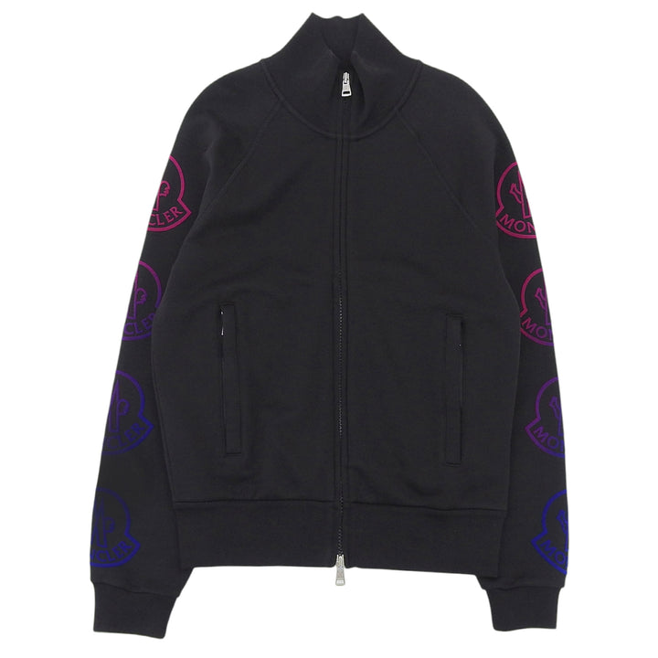 極美品▲MONCLER モンクレール 21年製 MAGLIA デカロゴ グラデーション トラックジャケット ジャージ ブラック XS 正規品 メンズ