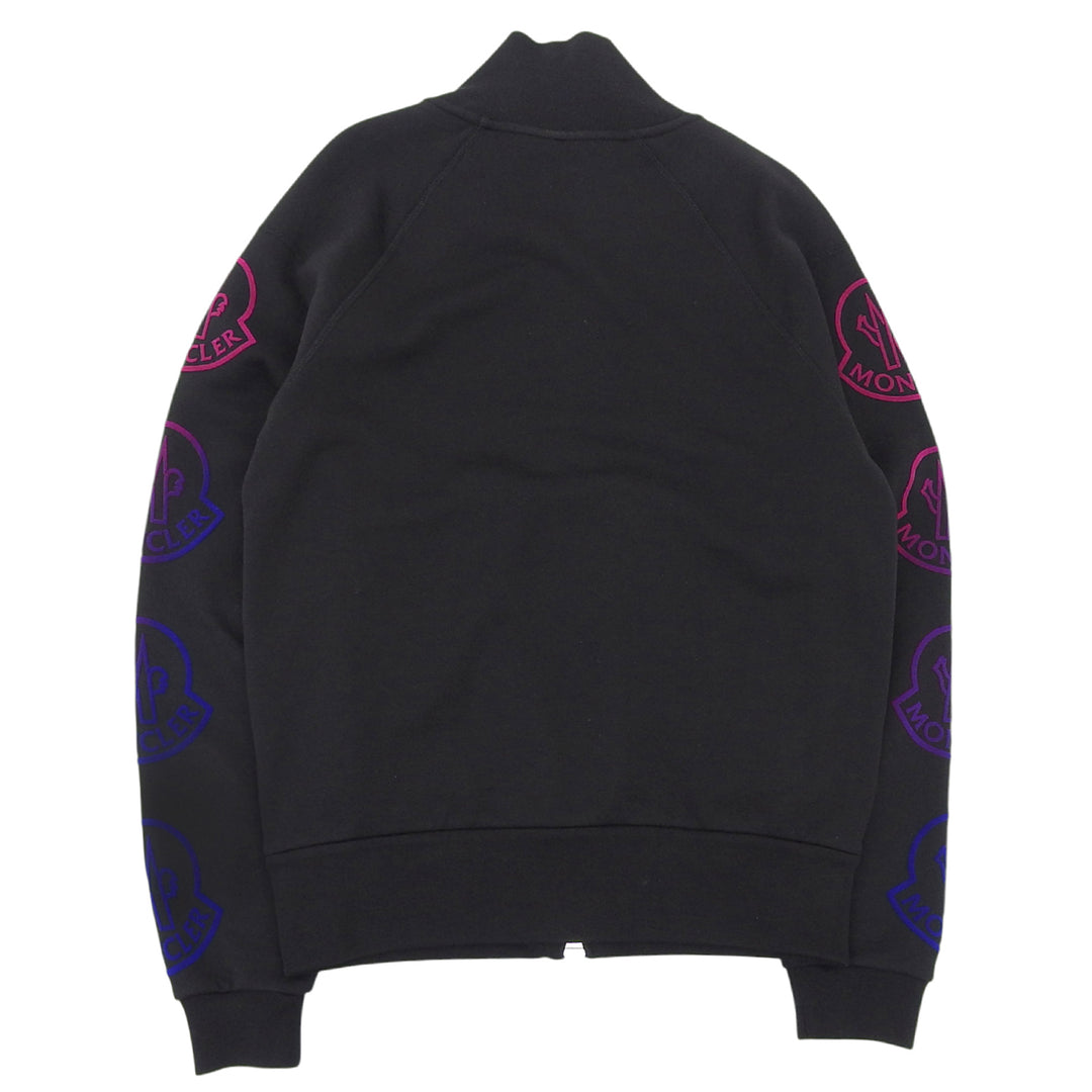 極美品▲MONCLER モンクレール 21年製 MAGLIA デカロゴ グラデーション トラックジャケット ジャージ ブラック XS 正規品 メンズ