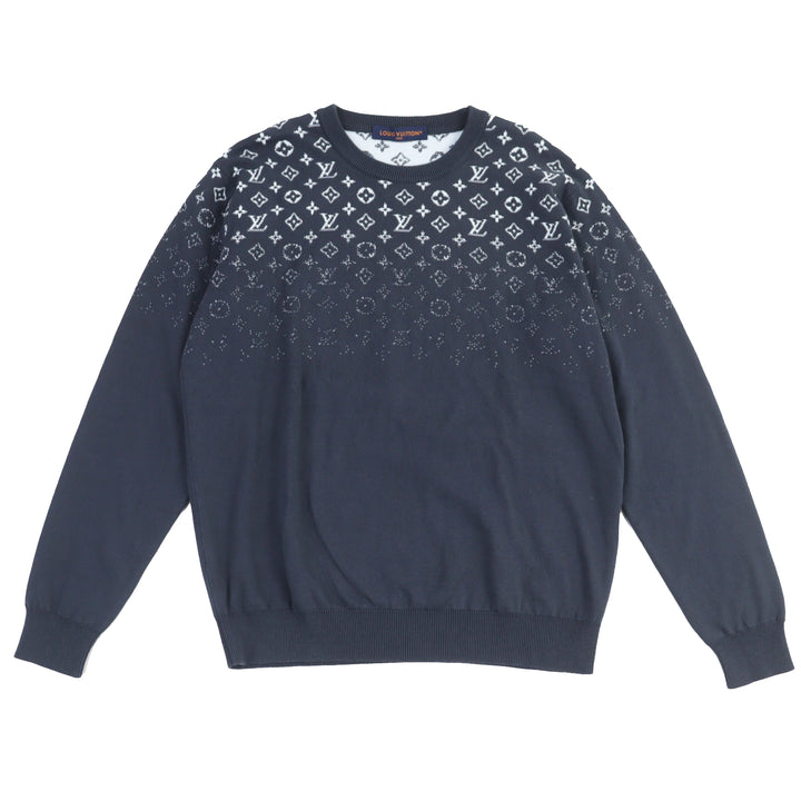 極美品▲LOUIS VUITTON ルイヴィトン 24SS グラディエント モノグラム グラデーション コットンニット グレー系 XL イタリア製 正規品
