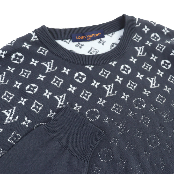 極美品▲LOUIS VUITTON ルイヴィトン 24SS グラディエント モノグラム グラデーション コットンニット グレー系 XL イタリア製 正規品