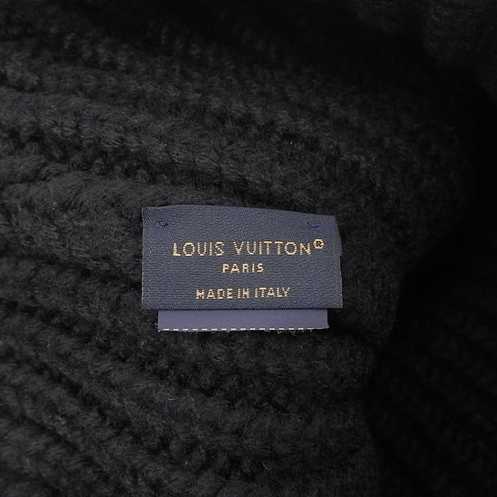 美品▲LOUIS VUITTON ルイヴィトン 2023年製 M79370 ビーニー・エピ レザーロゴパッチ付き 帽子 ニットキャップ ブラック 伊製 メンズ