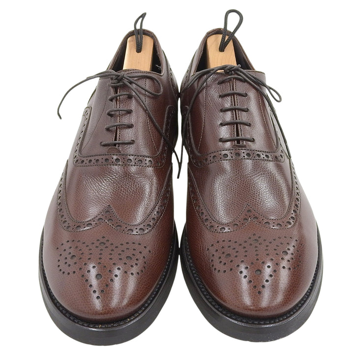 未使用品▲Dunhill ダンヒル ウィングチップ メダリオン フルブローグ レザーシューズ ドレスシューズ ビジネスシューズ ブラウン　42.5