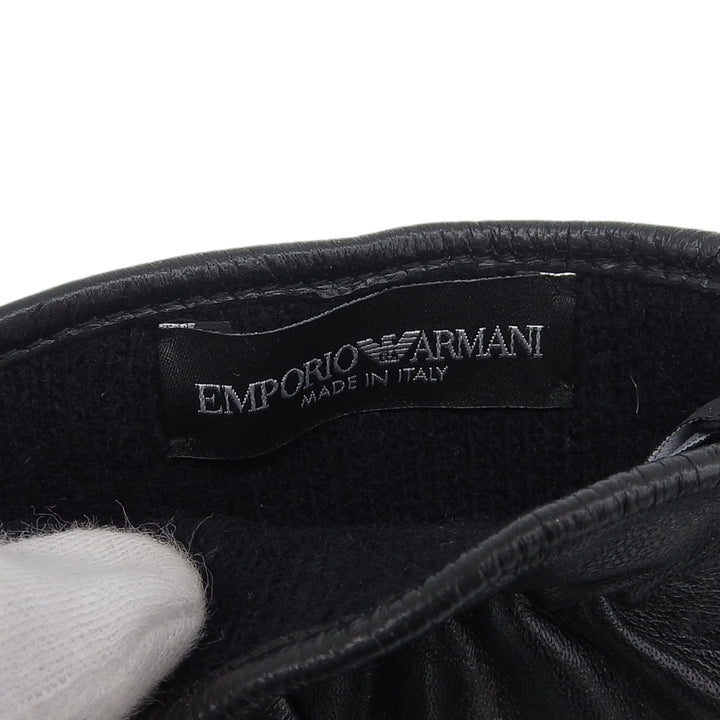 未使用品▲EMPORIO ARMANI エンポリオ アルマーニ 624136 ラムレザー ロゴエンボスデザイン レザーグローブ 手袋 S イタリア製 メンズ