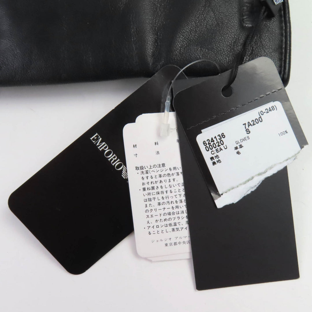 未使用品▲EMPORIO ARMANI エンポリオ アルマーニ 624136 ラムレザー ロゴエンボスデザイン レザーグローブ 手袋 S イタリア製 メンズ