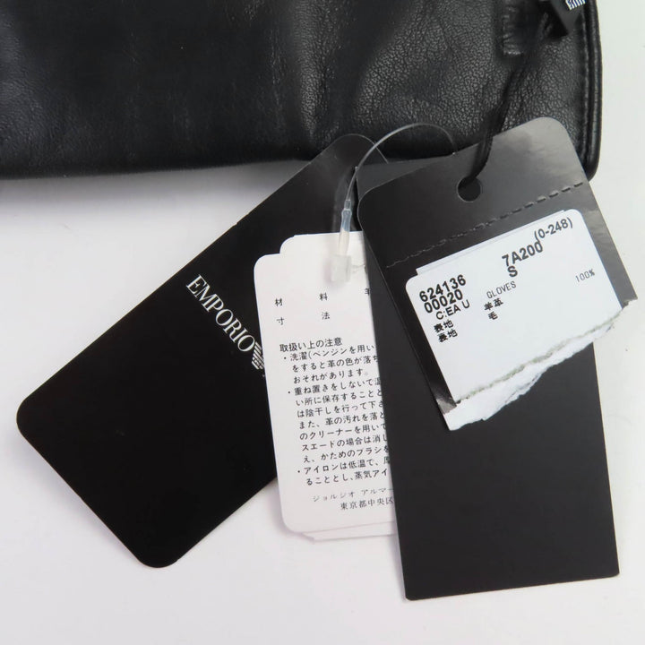 未使用品▲EMPORIO ARMANI エンポリオ アルマーニ 624136 ラムレザー ロゴエンボスデザイン レザーグローブ 手袋 S イタリア製 メンズ