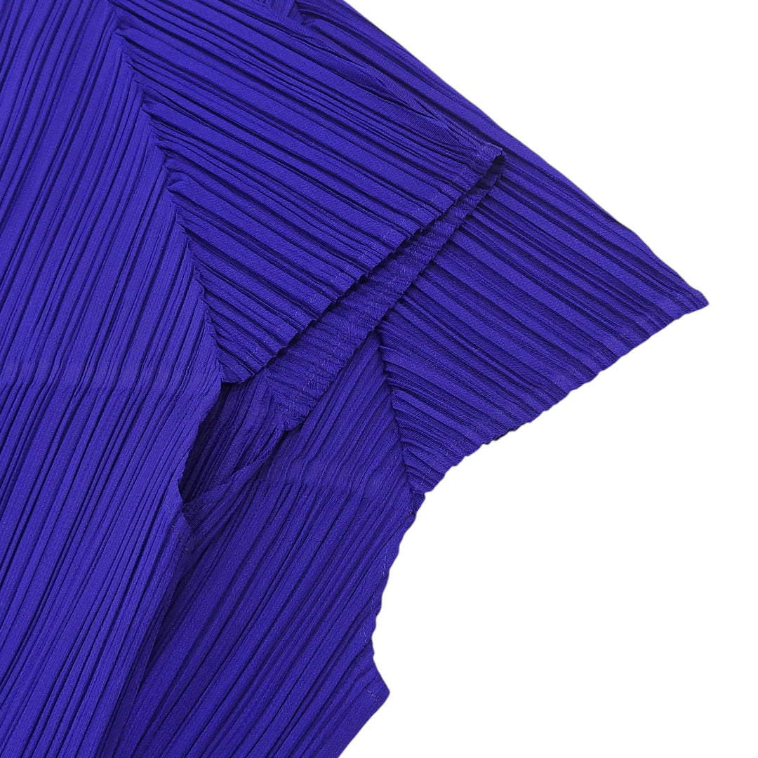 極美品▲PLEATS PLEASE プリーツプリーズ イッセイミヤケ PP03-JT576 半袖 ミニワンピース チュニック 青系 4 日本製 正規品 レディース