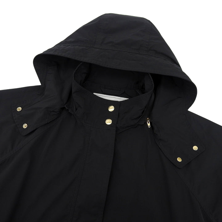 美品▲WOOLRICH ウールリッチ WWOU0651 ANORAK 金ボタン ウエストシェイプ ZIPロング コート ブラック ゴールド金具 S 正規品 レディース
