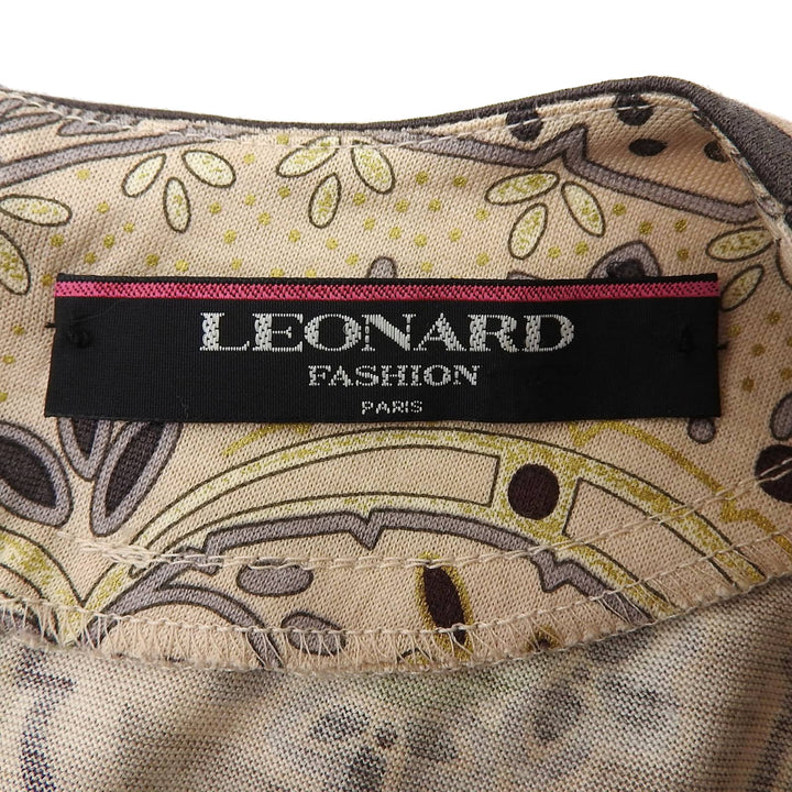 美品▲LEONARD FASHION レオナール ファッション ウール シルク混 ペイズリー 総柄 長袖 カットソー ベージュ マルチ L 日本製 正規品