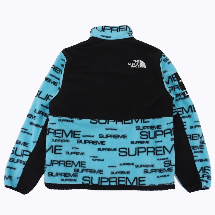 美品▲Supreme THE NORTH FACE シュプリーム ザ・ノースフェイス 21AW NA52101I ロゴ総柄 フリースジャケット ブルー SP 正規品 メンズ