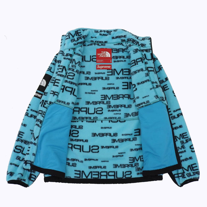 美品▲Supreme THE NORTH FACE シュプリーム ザ・ノースフェイス 21AW NA52101I ロゴ総柄 フリースジャケット ブルー SP 正規品 メンズ