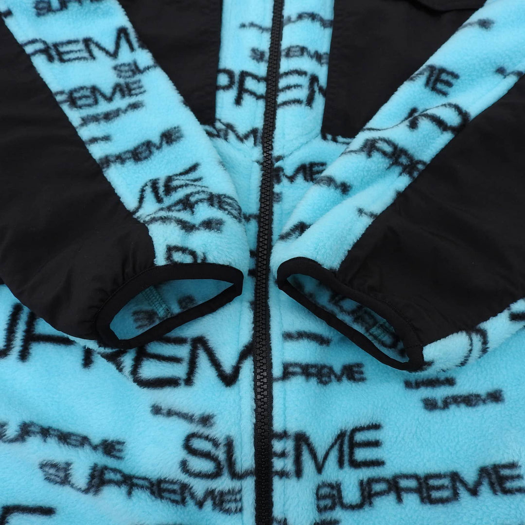 美品▲Supreme THE NORTH FACE シュプリーム ザ・ノースフェイス 21AW NA52101I ロゴ総柄 フリースジャケット ブルー SP 正規品 メンズ