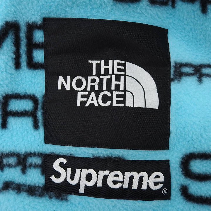 美品▲Supreme THE NORTH FACE シュプリーム ザ・ノースフェイス 21AW NA52101I ロゴ総柄 フリースジャケット ブルー SP 正規品 メンズ