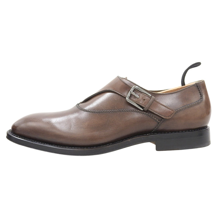 美品▲Salvatore Ferragamo サルヴァトーレフェラガモ TRAMEZZA モンクストラップ レザーシューズ ブラウン 7 イタリア製 メンズ