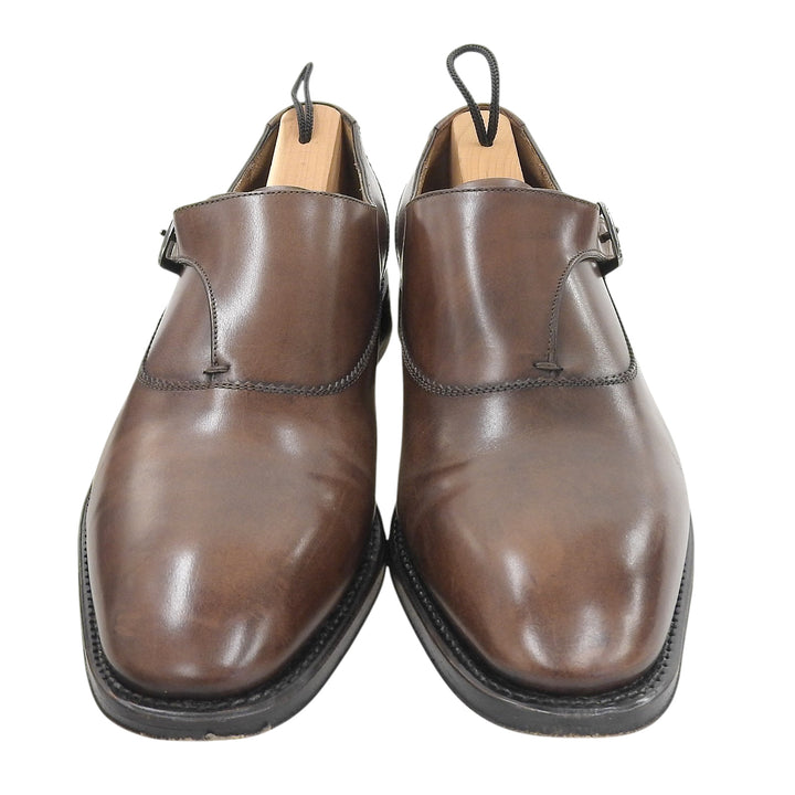 美品▲Salvatore Ferragamo サルヴァトーレフェラガモ TRAMEZZA モンクストラップ レザーシューズ ブラウン 7 イタリア製 メンズ
