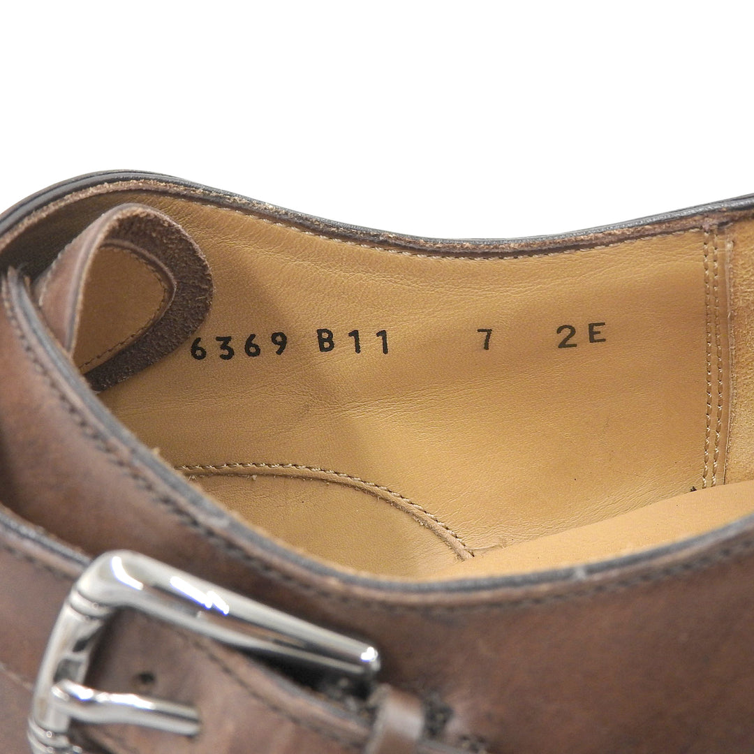美品▲Salvatore Ferragamo サルヴァトーレフェラガモ TRAMEZZA モンクストラップ レザーシューズ ブラウン 7 イタリア製 メンズ