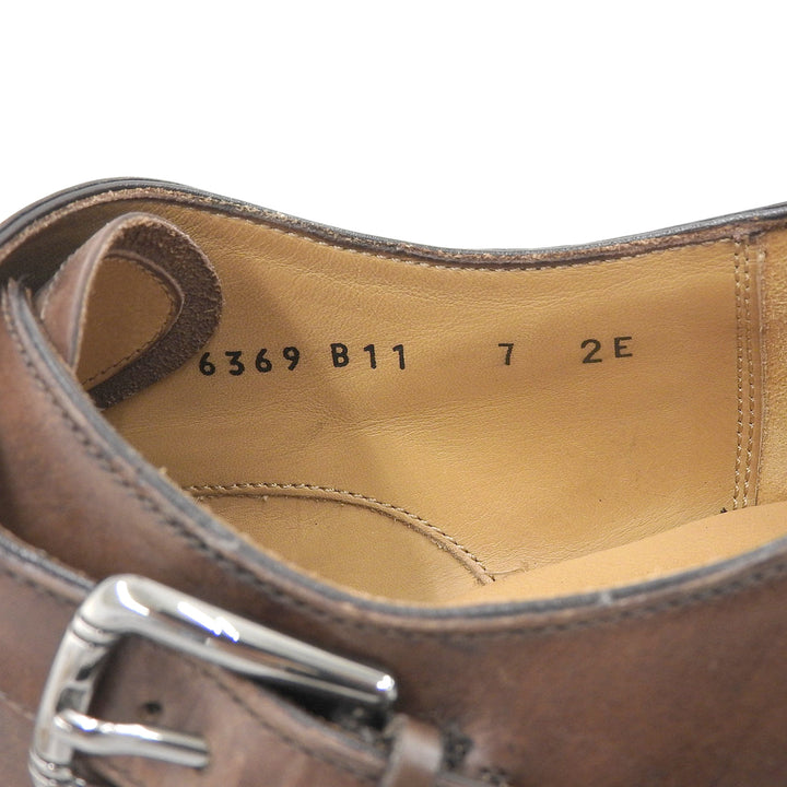美品▲Salvatore Ferragamo サルヴァトーレフェラガモ TRAMEZZA モンクストラップ レザーシューズ ブラウン 7 イタリア製 メンズ