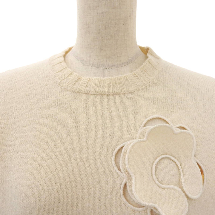 極美品▲JIL SANDER ジルサンダー 23AW J03GP0129 ウール100％ フローラル アップリケ セーター ニット アイボリー 34 正規品 レディース