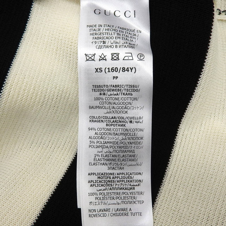 極美品▲GUCCI グッチ 22SS 731592 ロゴワッペン付 ボーダー柄 2WAY 袖ZIP付き ニット ワンピース ブラック ホワイト XS 正規品