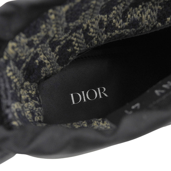 未使用品▲DIOR ディオール オム レザー キャンバス オブリーク ハイトップ コンバット ショートブーツ ブラック 41 イタリア製 メンズ
