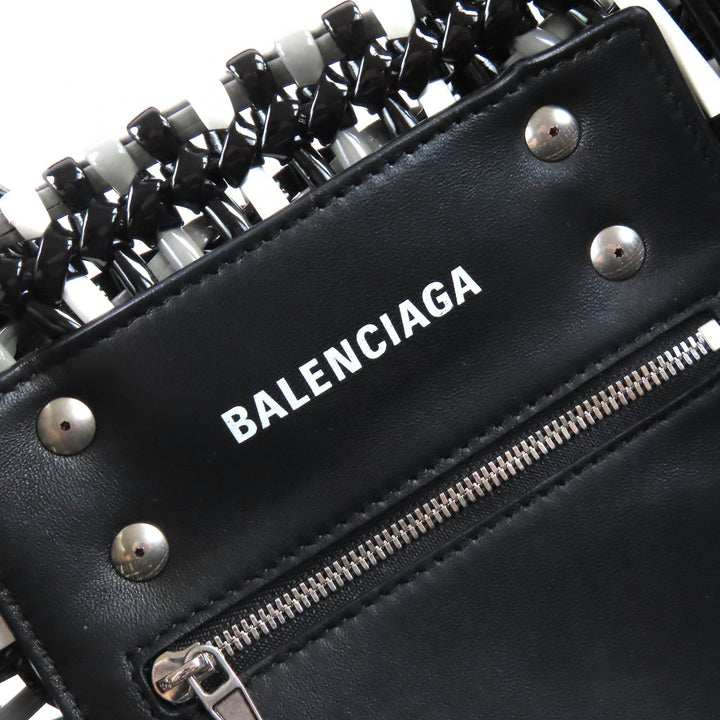 極美品△BALENCIAGA バレンシアガ 671342 ビストロ バスケットバッグ XS エナメル 2WAY ハンドバッグ ショルダーバッグ 保存袋付き 伊製