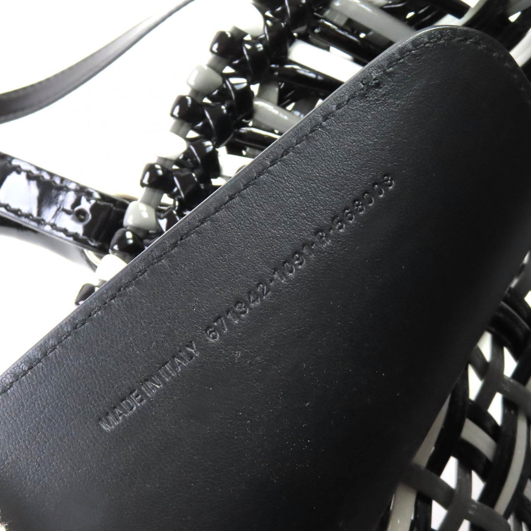 極美品△BALENCIAGA バレンシアガ 671342 ビストロ バスケットバッグ XS エナメル 2WAY ハンドバッグ ショルダーバッグ 保存袋付き 伊製