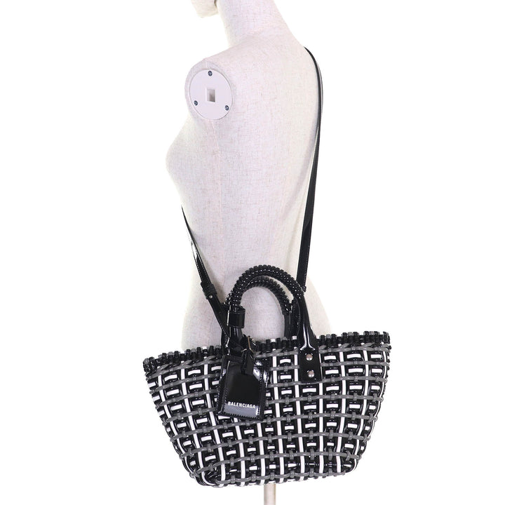 極美品△BALENCIAGA バレンシアガ 671342 ビストロ バスケットバッグ XS エナメル 2WAY ハンドバッグ ショルダーバッグ 保存袋付き 伊製