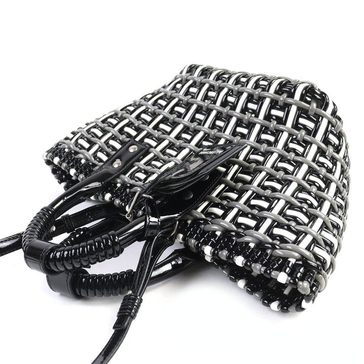 極美品△BALENCIAGA バレンシアガ 671342 ビストロ バスケットバッグ XS エナメル 2WAY ハンドバッグ ショルダーバッグ 保存袋付き 伊製