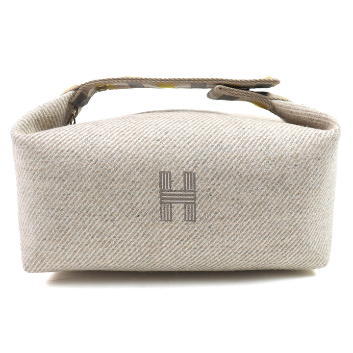 未使用△HERMES エルメス ブリッド ア ブラック PM オ カレ セーグル シルバー金具 セリエボタン ウール ハンドバッグ ポーチ フランス製