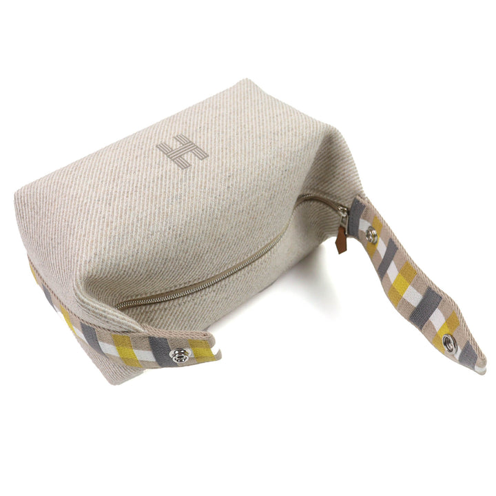 未使用△HERMES エルメス ブリッド ア ブラック PM オ カレ セーグル シルバー金具 セリエボタン ウール ハンドバッグ ポーチ フランス製