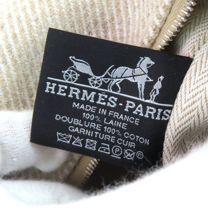 未使用△HERMES エルメス ブリッド ア ブラック PM オ カレ セーグル シルバー金具 セリエボタン ウール ハンドバッグ ポーチ フランス製